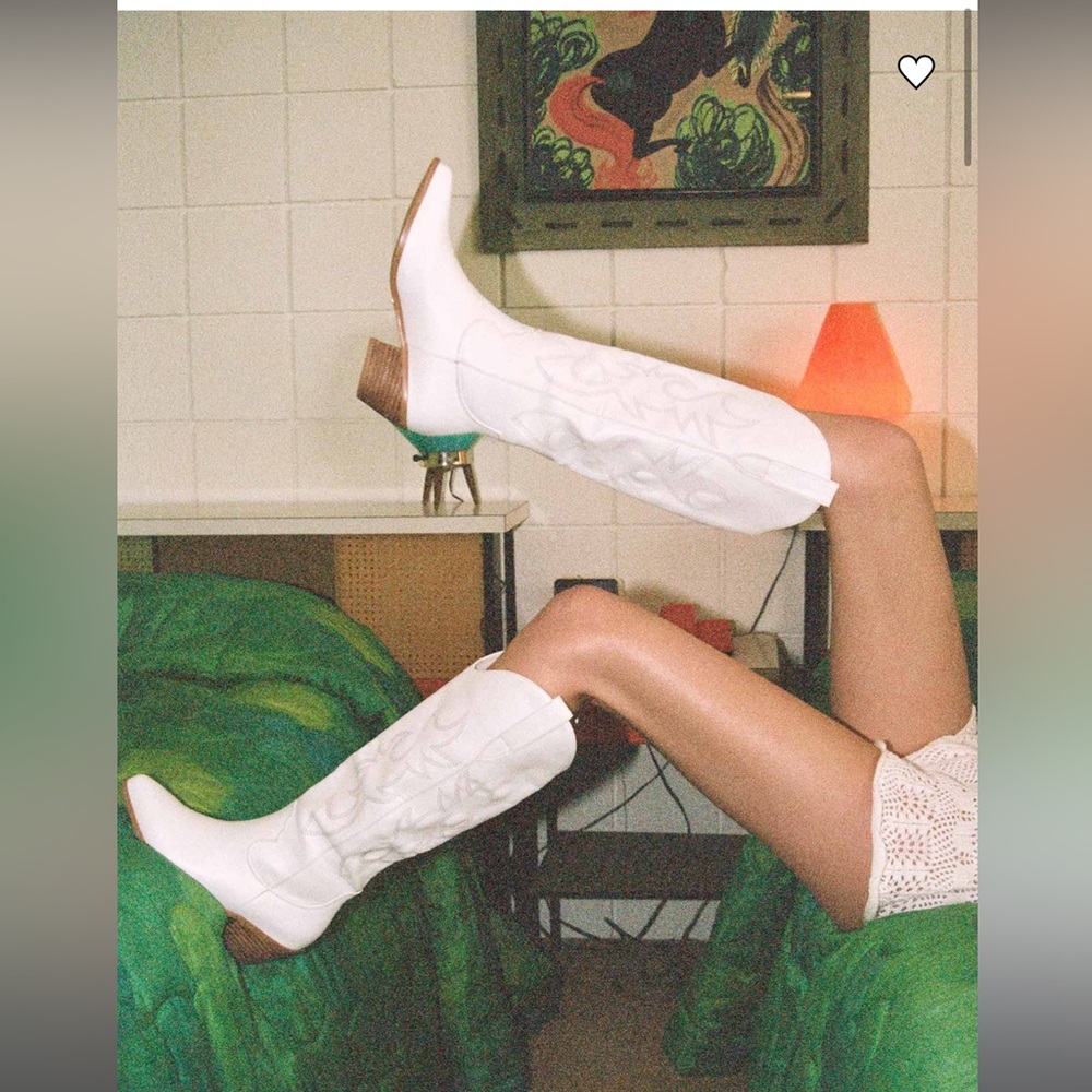 BILLINI Urson White Pointed-Toe Knee High Boots